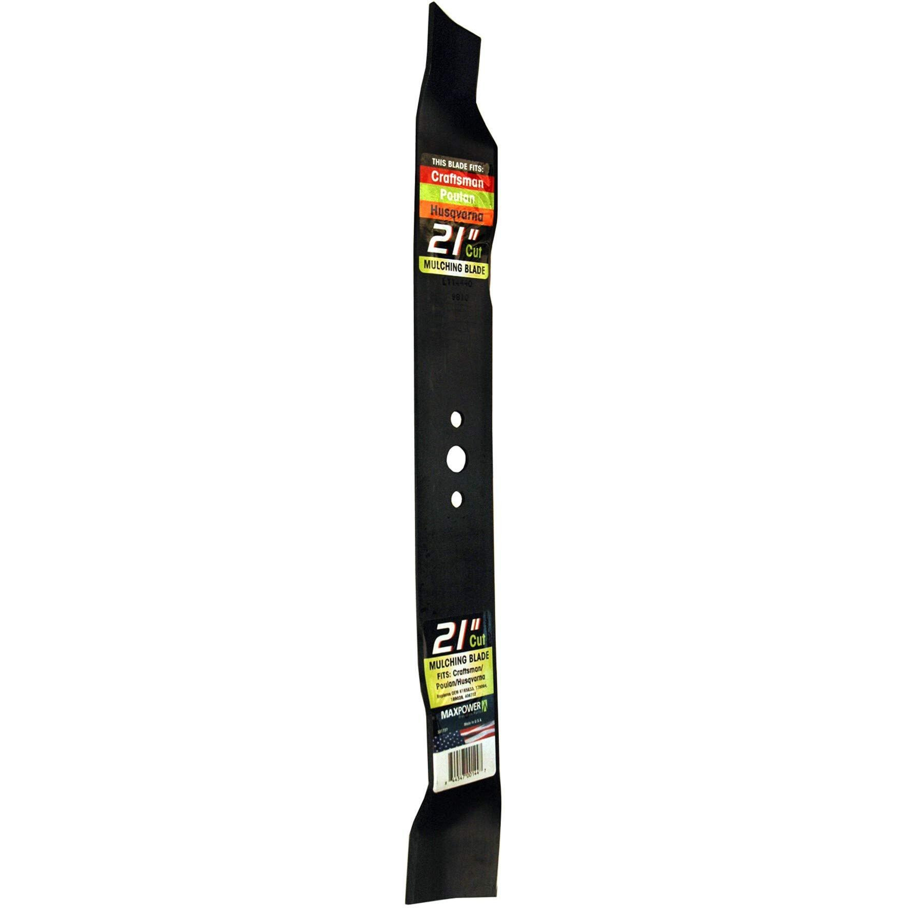 Maxpower 331737B Mulching Blade For 21 In Cut Craftsman, Husqvarna, Poulan Mowers Replaces Oem S 165833, 175052, 406712, 532175064