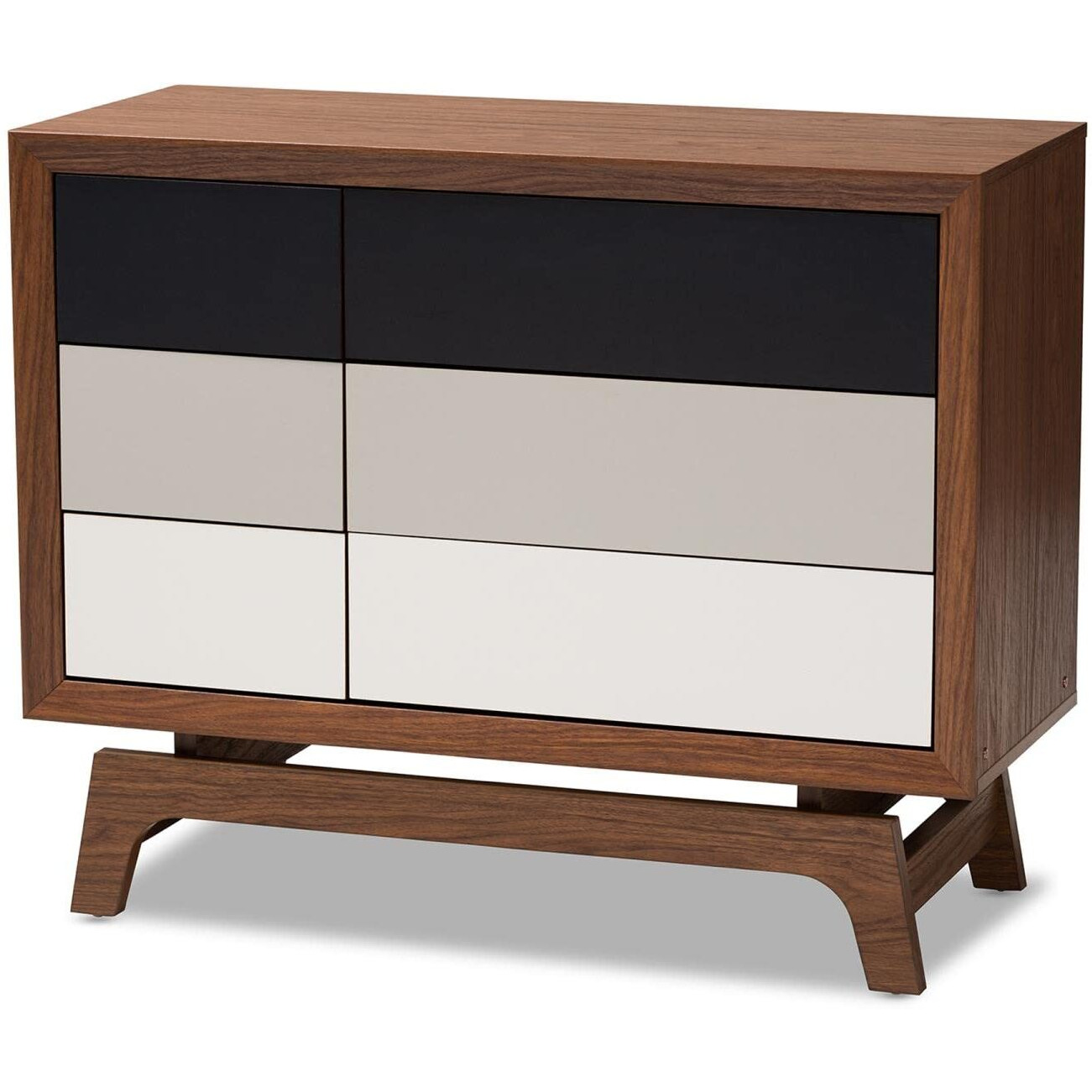 Baxton Studio Svante Mid-Century 6-Drawer Wood Chest In Brown And Multi