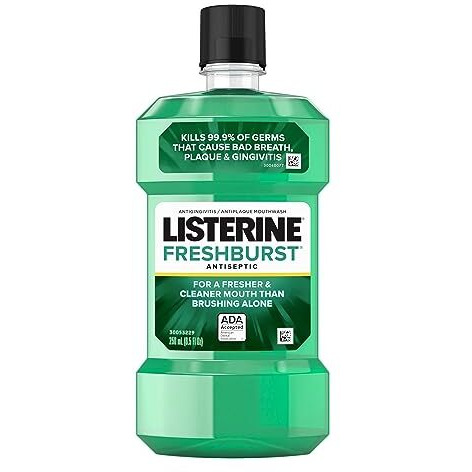 Listerine Freshburst Antiseptic Mouthwash For Bad Breath, Kills 99% Of Germs That Cause Bad Breath & Fight Plaque & Gingivitis, Ada Accepted Mouthwash, Spearmint, 8.5 Fl. Oz (250 Ml)