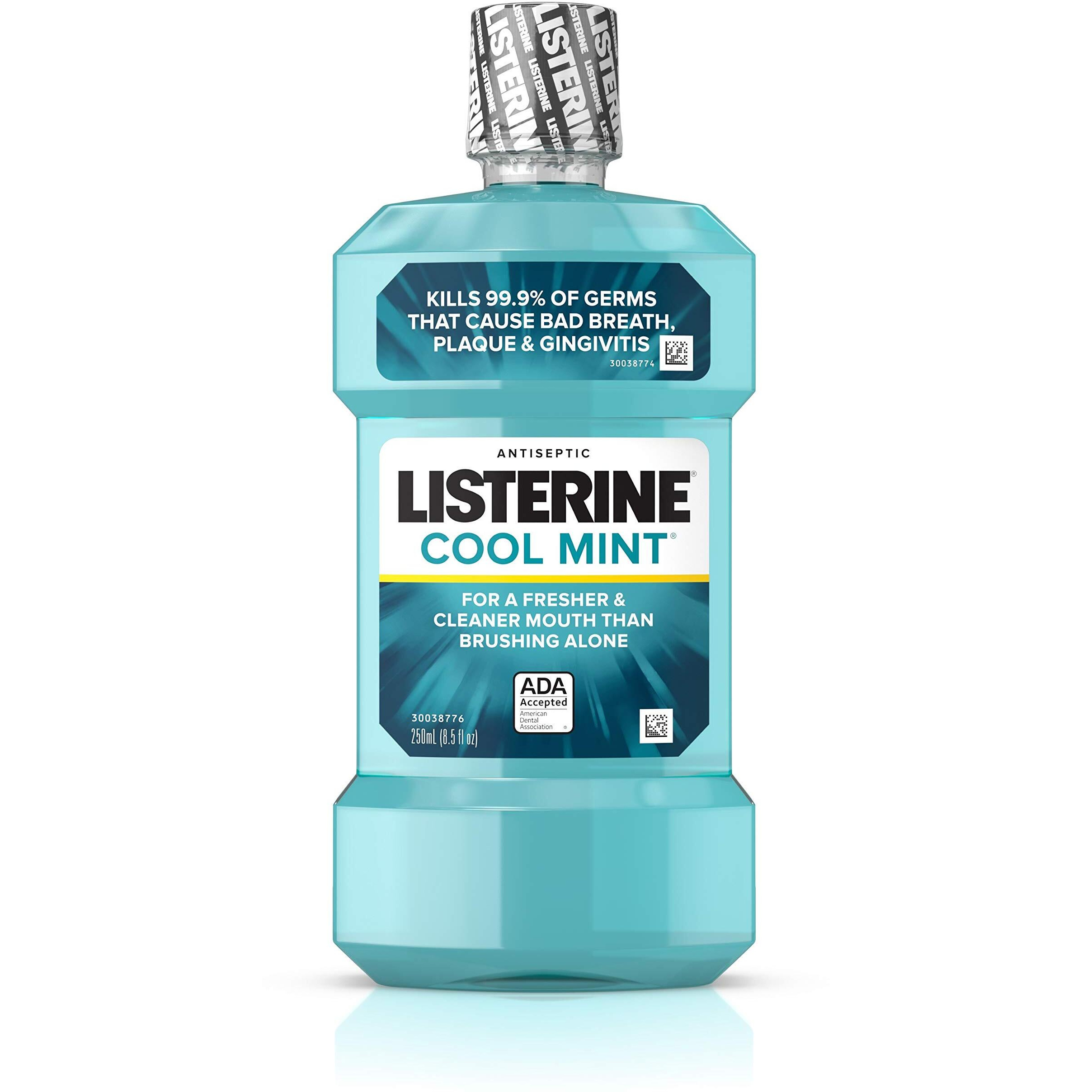 Listerine Cool Mint Antiseptic Mouthwash For Bad Breath, Plaque And Gingivitis, 250 Ml