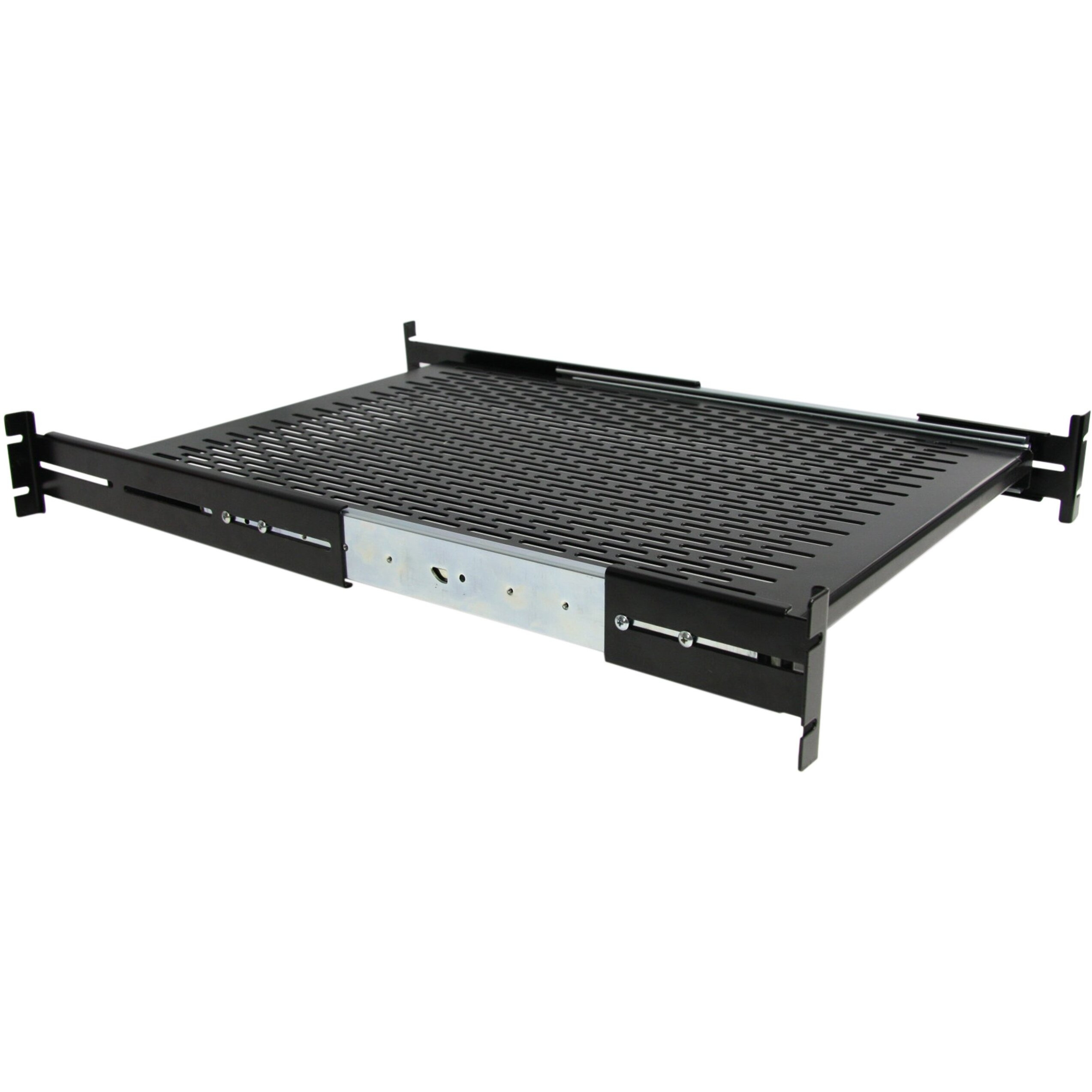 Startech.Com 2U Sliding Server Rack Mount Shelf - 20 To 30In Adjustable Mounting Depth - Vented - 50Lb - Heavy Duty Universal 19    Rack Shelf For Equipment Rack - 24In Deep (Unisldshf19)