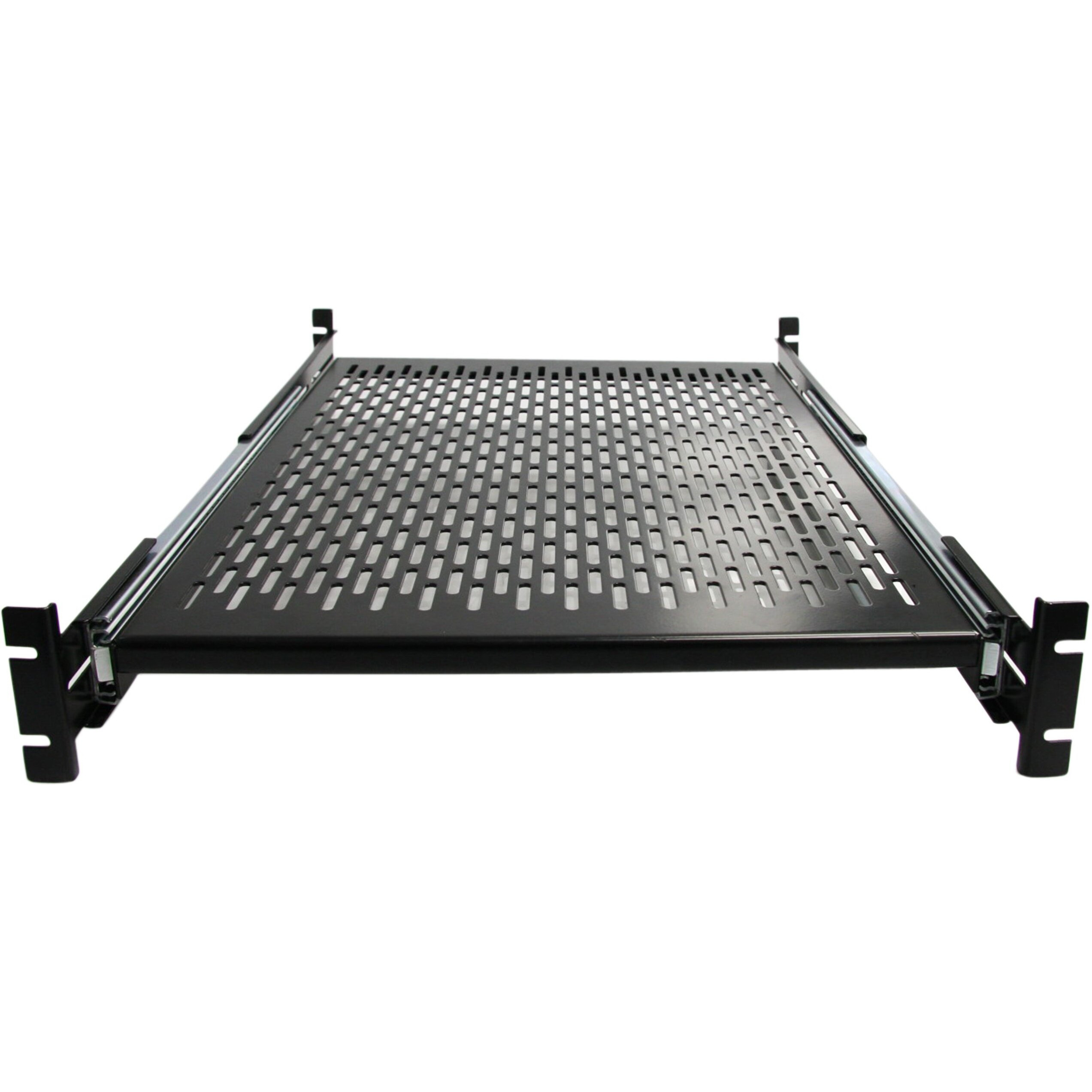 Startech.Com 2U Sliding Server Rack Mount Shelf - 20 To 30In Adjustable Mounting Depth - Vented - 50Lb - Heavy Duty Universal 19    Rack Shelf For Equipment Rack - 24In Deep (Unisldshf19)