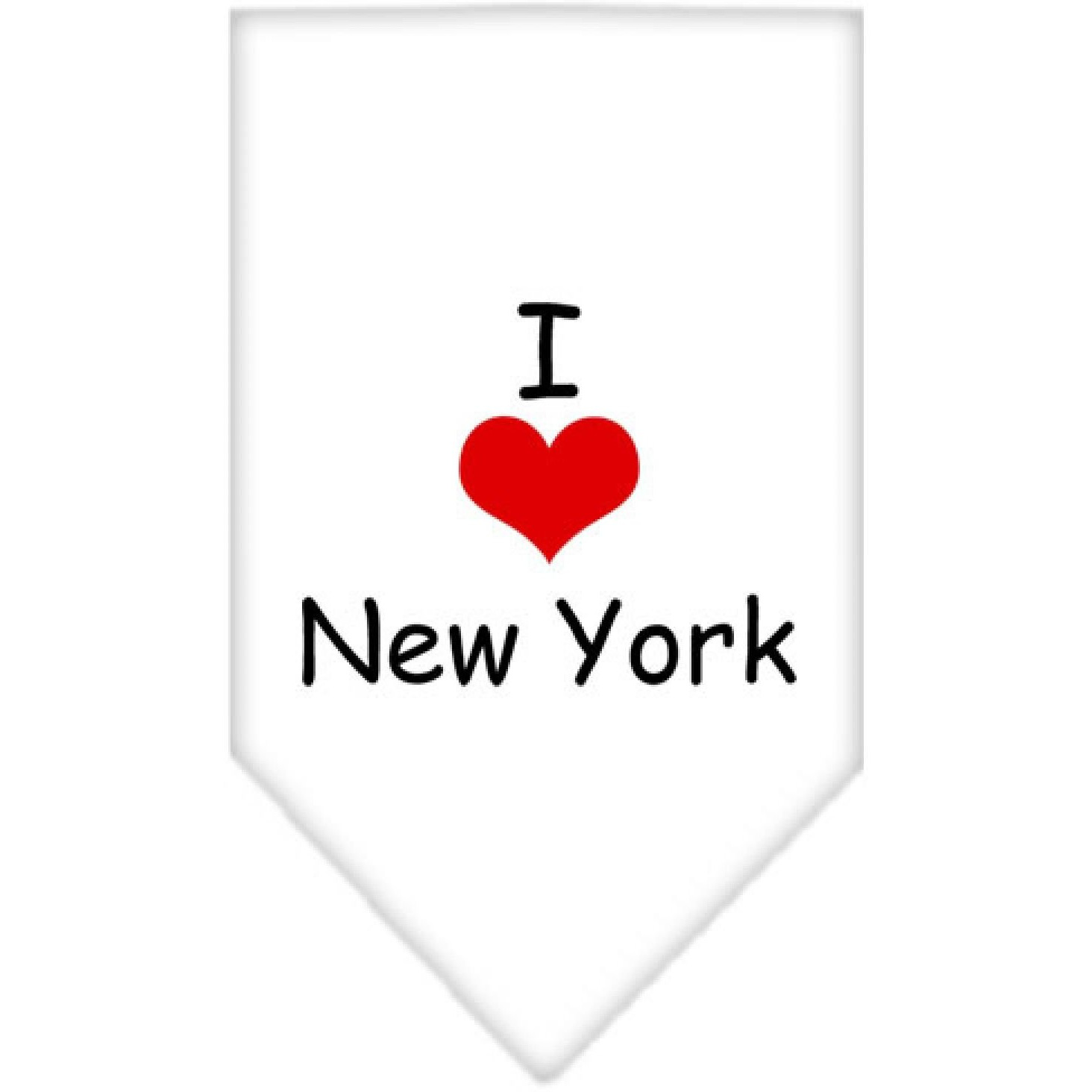 Mirage Pet Products I Heart New York Screen Print Bandana For Pets Large White