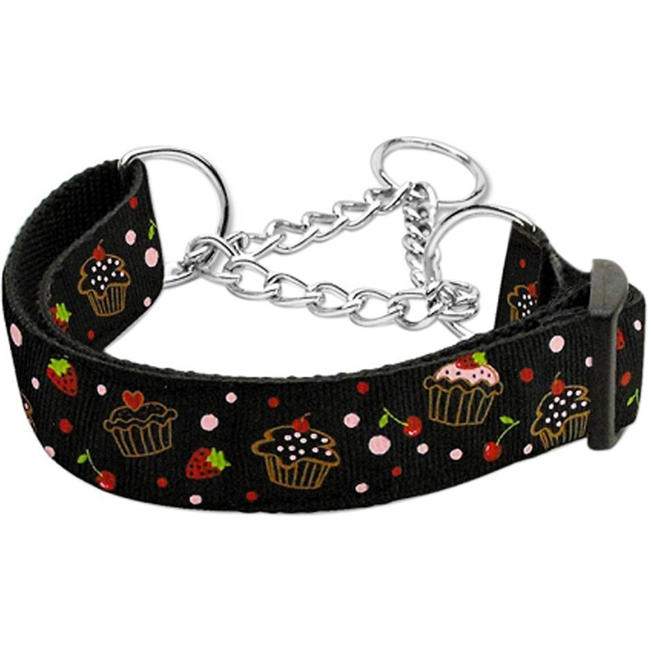 Mirage Pet Products Cupcakes Nylon Ribbon Martingale Collar For Pets Medium Black