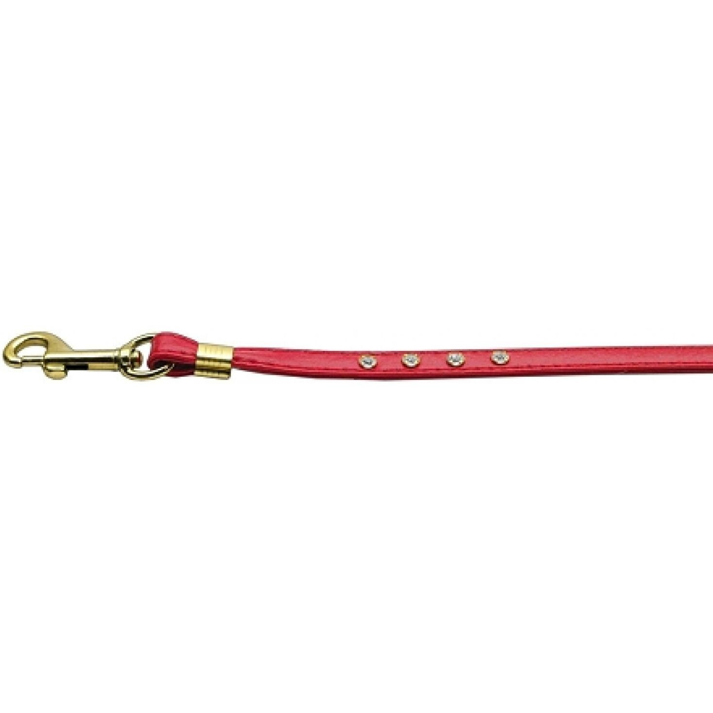 Mirage Pet Product Clear Crystal Leash Red Gold Hardware