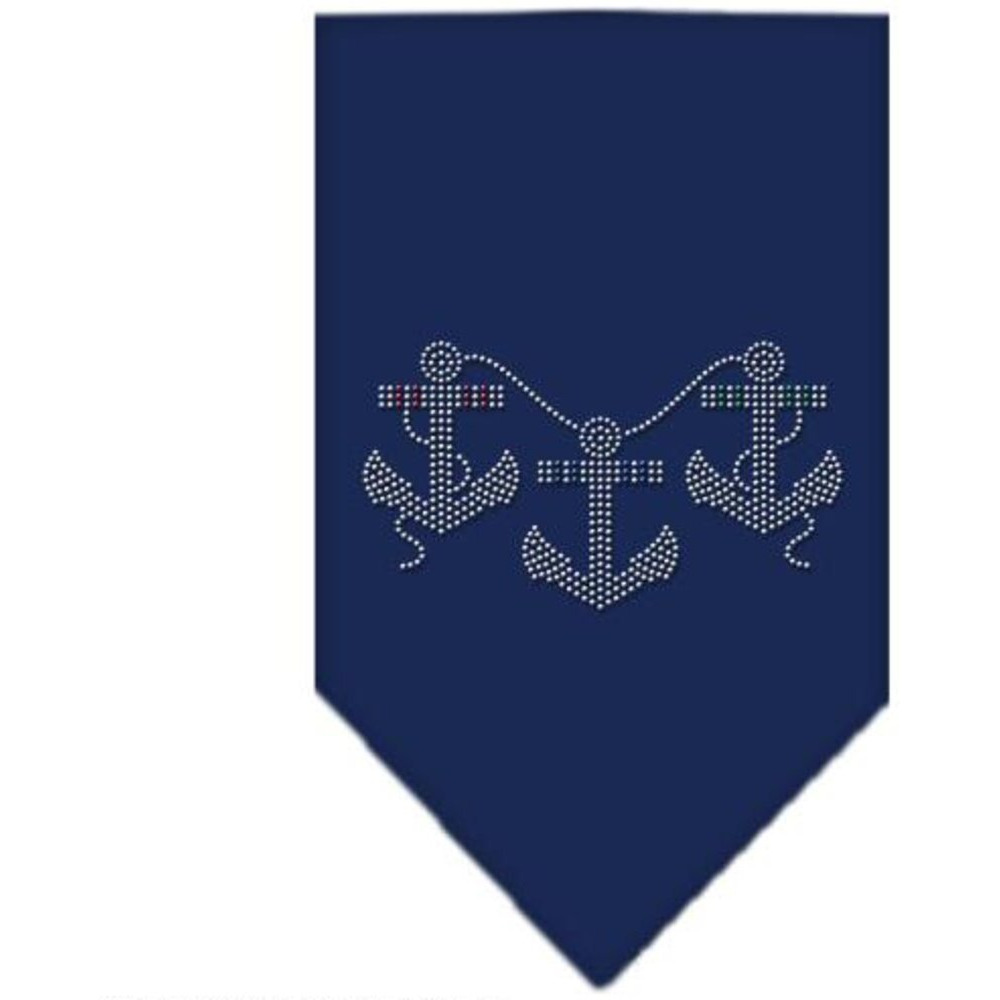 Mirage Pet Products Anchors Rhinestone Bandana Large Navy Blue