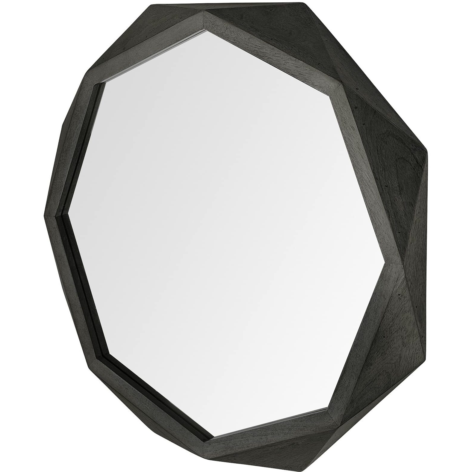 Homeroots 41 Octagon Black Wood Frame Wall Mirror