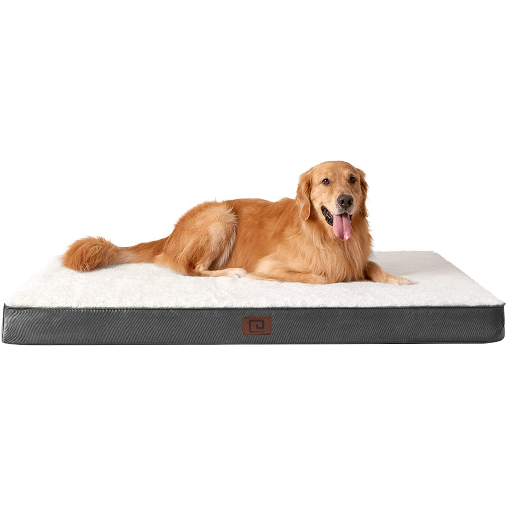 Eheyciga Large Dog Beds For Dogs, Washable Bed With Removable Cover Crate, Orthopedic Foam Pet Mat Mattress Cushions Beige