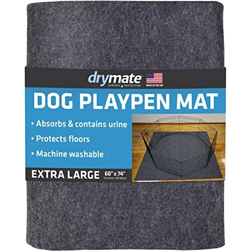 Drymate Dog Playpen Mat, Absorbent, Waterproof, Non-Slip, Machine Washable, Xl Size (60    X 74   ), Reusable Puppy Pad For Training, Whelping, Housebreaking, Incontinence, And Crate/Kennel (Usa Made)