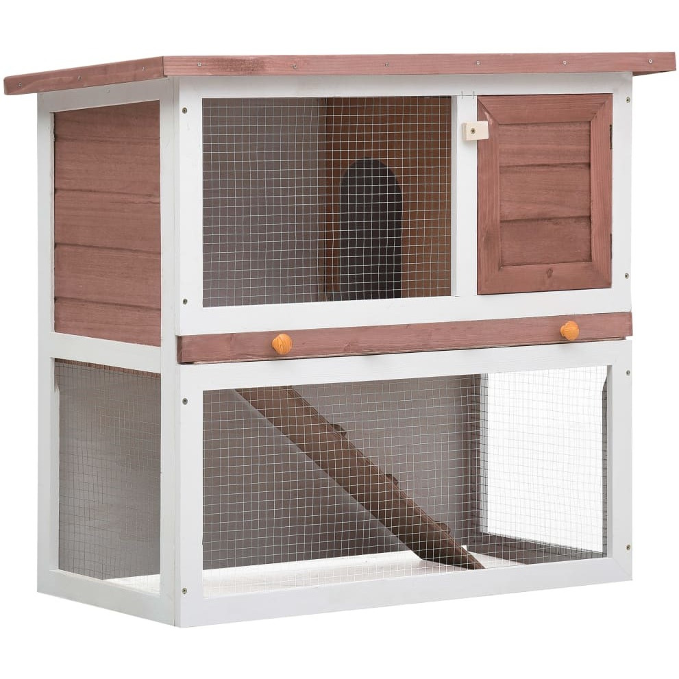 Vidaxl Outdoor Rabbit Hutch 1 Door Brown Wood