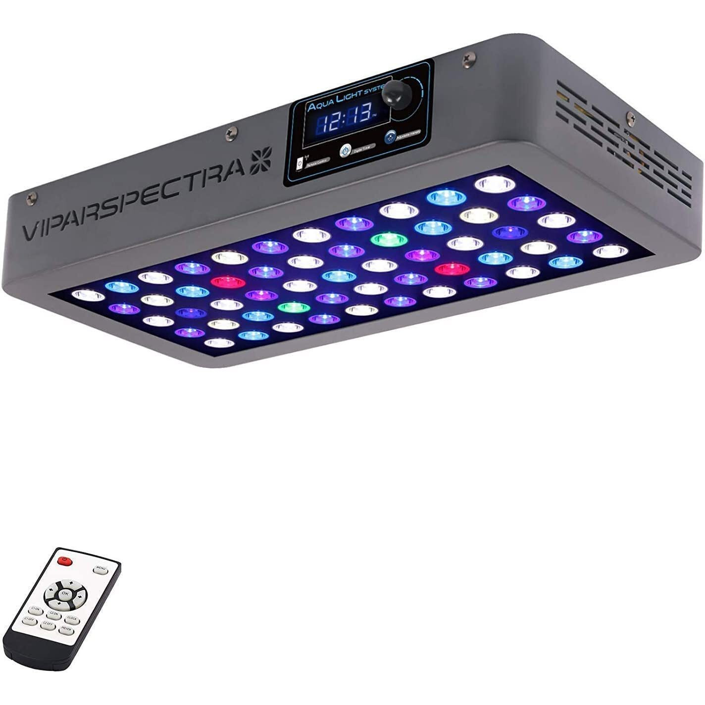 Viparspectra 165W Led Aquarium Light Dimmable Full Spectrum Led Reef Lights For Coral Saltwater Fish Tank, Remote/Timer Control, Programmable Auto On/Off, Blue/White Dual Channel Brightness 0-100%