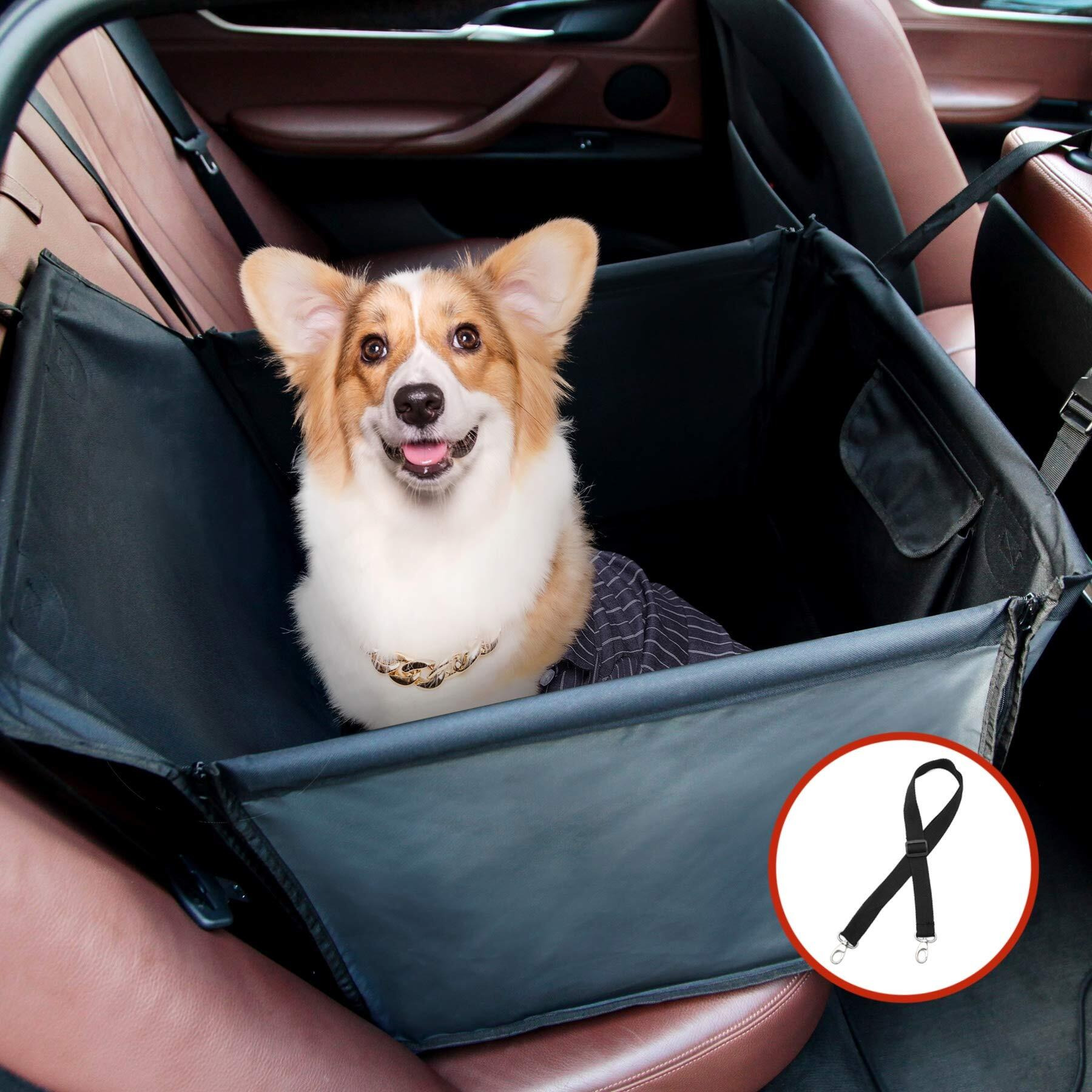 Winbate Dog Car Seat For Small And Medium Dogs, Waterproof Scratchproof Sturdy Rear Dog Booster Seat, Dog Hammock Car Seat With Dog Leash Pockets For Suvs, Cars And Trucks Travel,19"" X 23"&quotX 19""