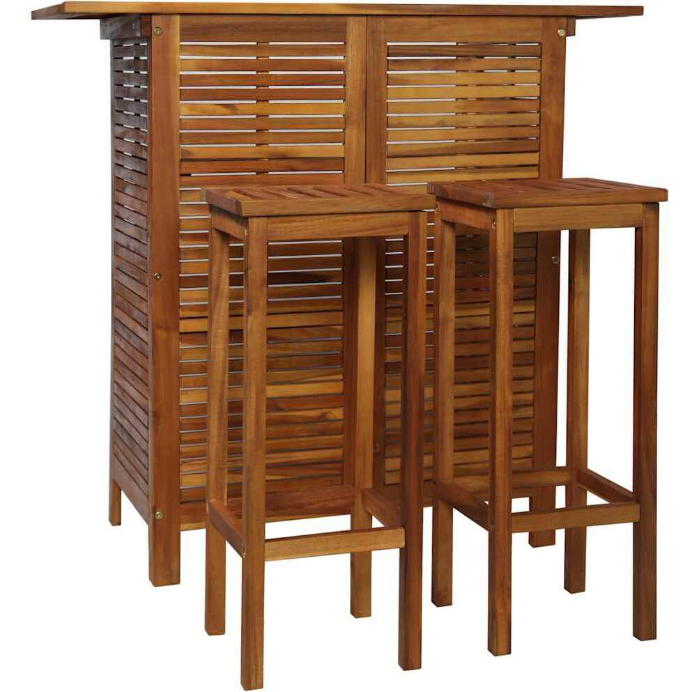 Vidaxl 3 Piece Bar Table And Chair Set Solid Acacia Wood