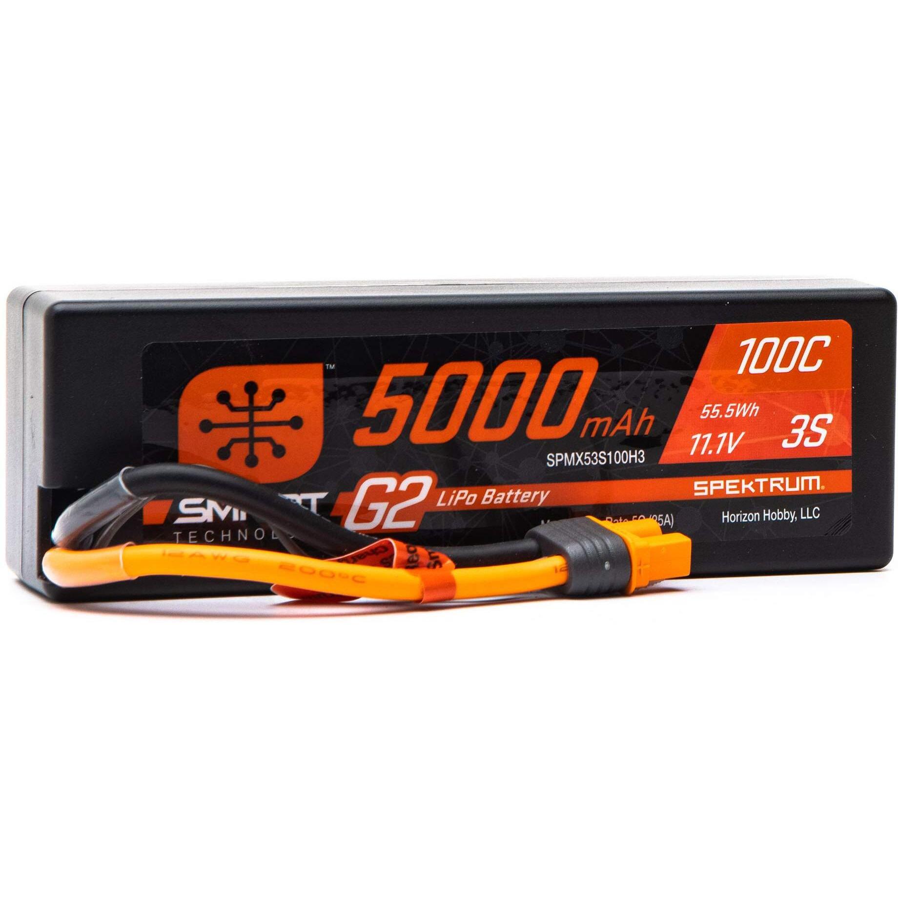 Spektrum 11.1V 5000Mah 3S 100C Smart G2 Hardcase Lipo Battery Ic3, Spmx53S100H3, Multi