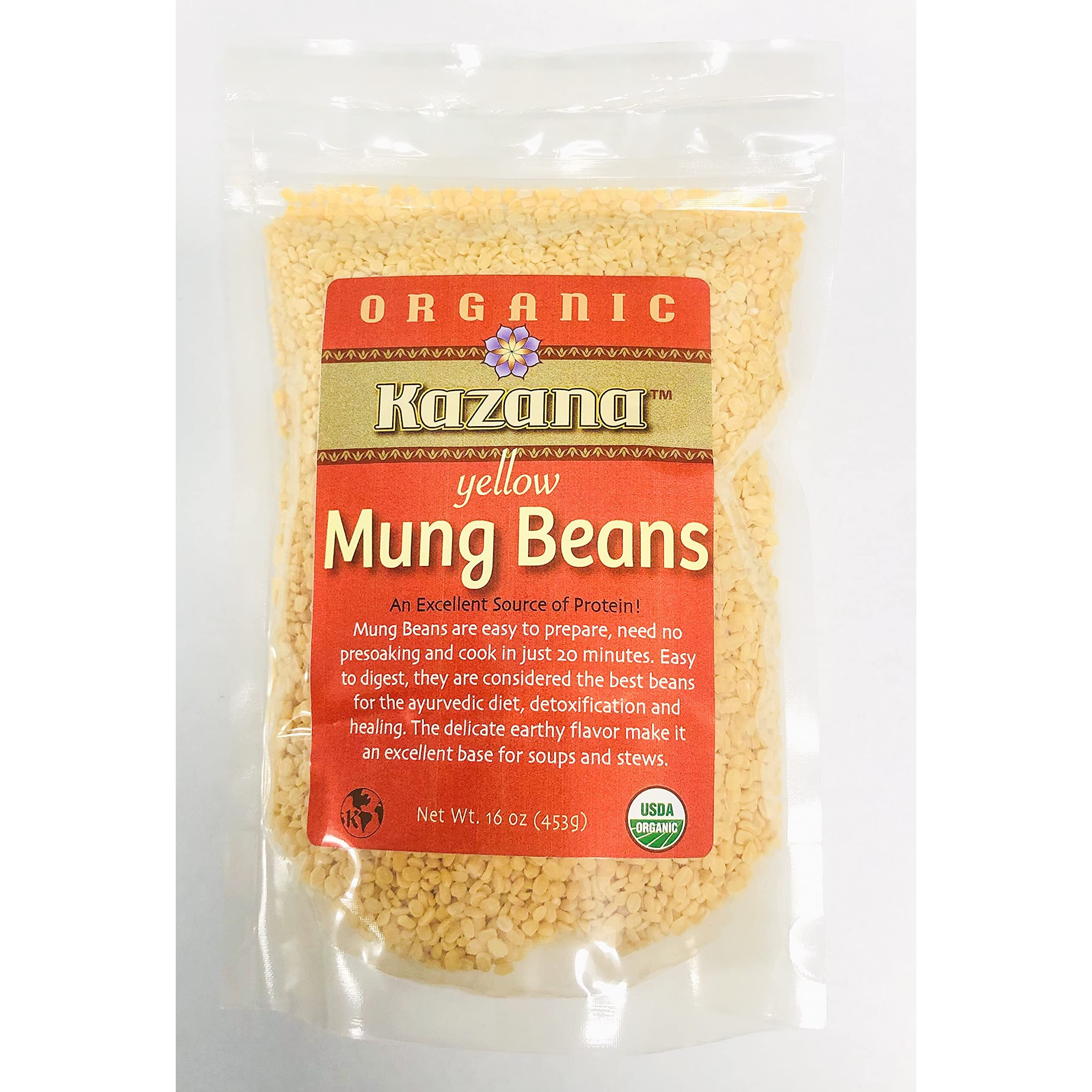 Kazana Yellow Mung Beans Usda Certified Organic - 16 Oz (453G)