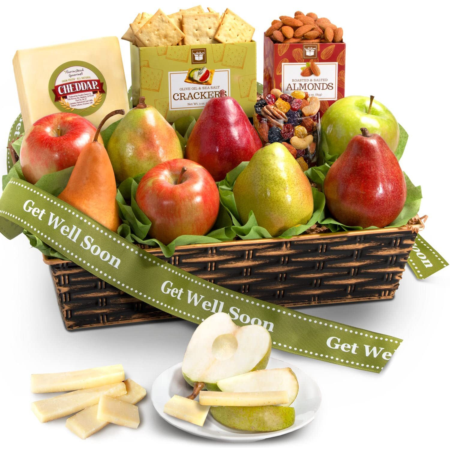 Get Well Soon Classic Fresh Fruit Basket With Crackers Cheese And Nuts