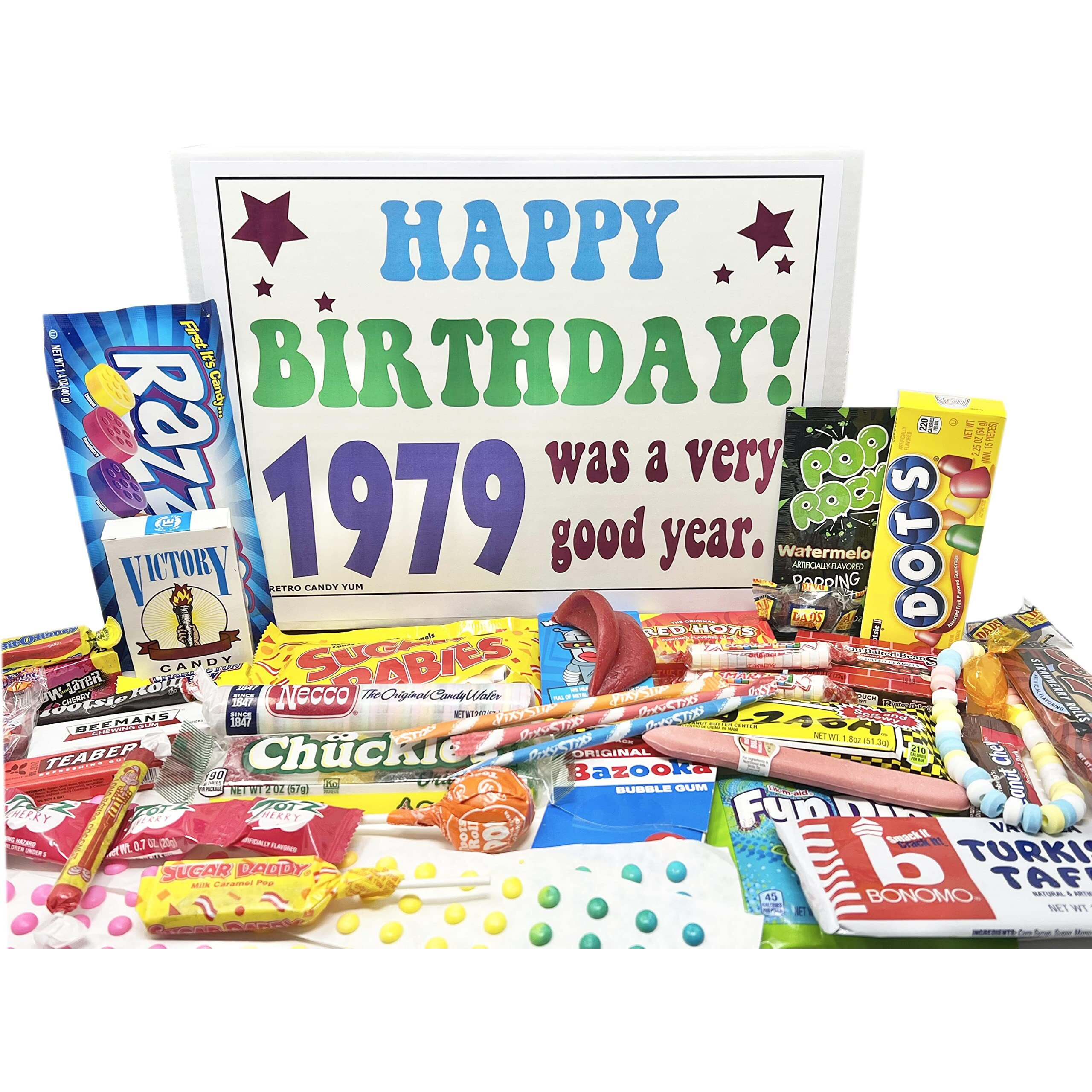 Retro Candy Yum  1979 44Th Birthday Gift Assortment From Childhood For 44 Year Old Man Or Woman Born 1979