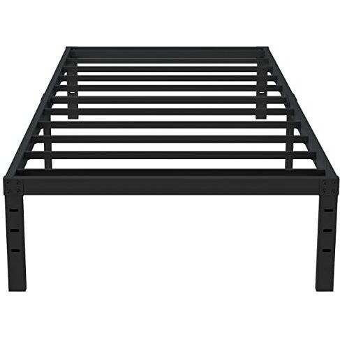 Upcanso 16 Inch Twin Bed Frames No Box Spring Need, Metal Platform Bed Frame Twin Size Heavy Duty Mattress Foundation With 14 Inch Storage, Eassy Assembly 2,500 Lbs Steel Slats Support, Black