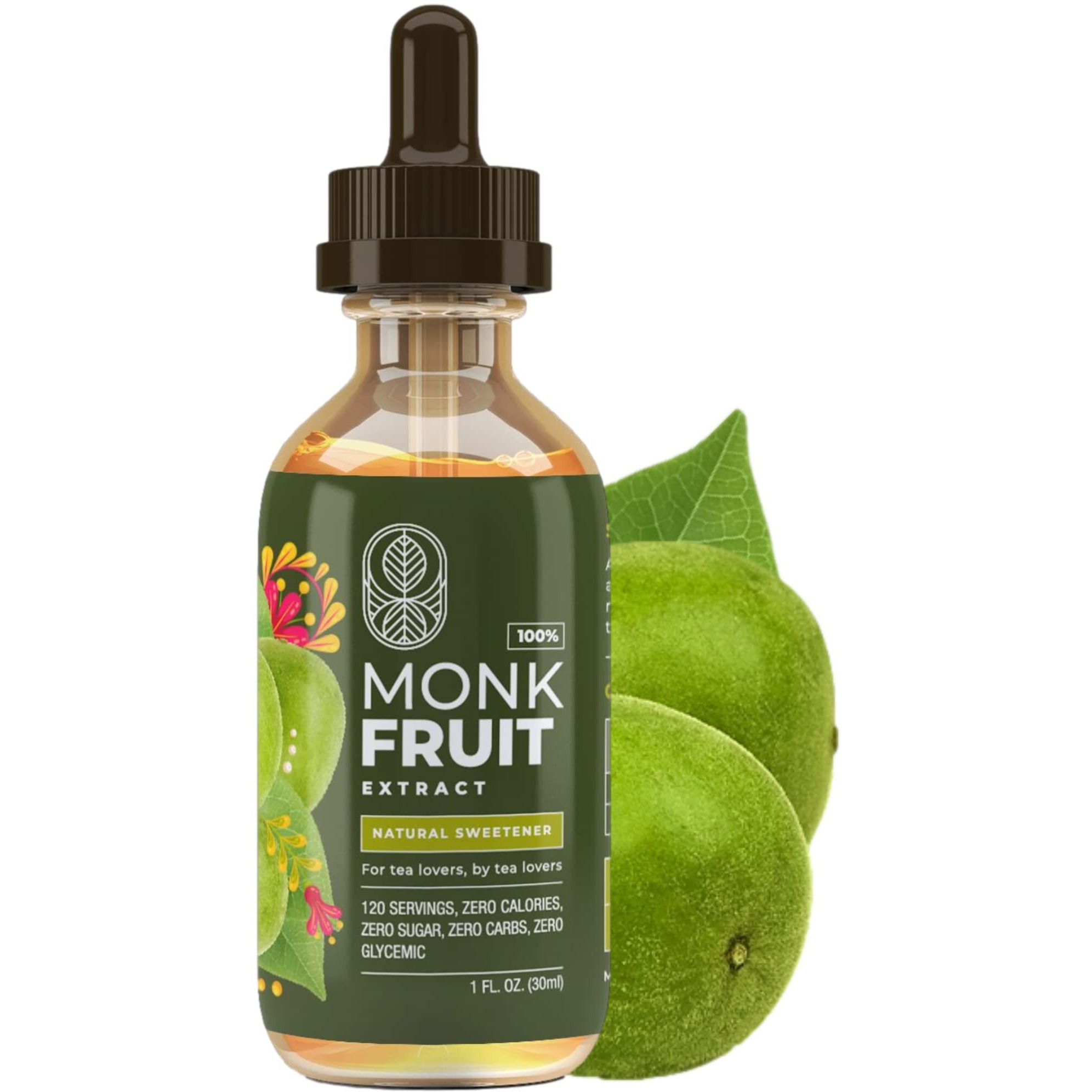 Monk Fruit Sweetener Liquid - 100% Monk Fruit Extract - Zero Calories & Sugars No Added Water Keto-Friendly Designed For Tea Lovers