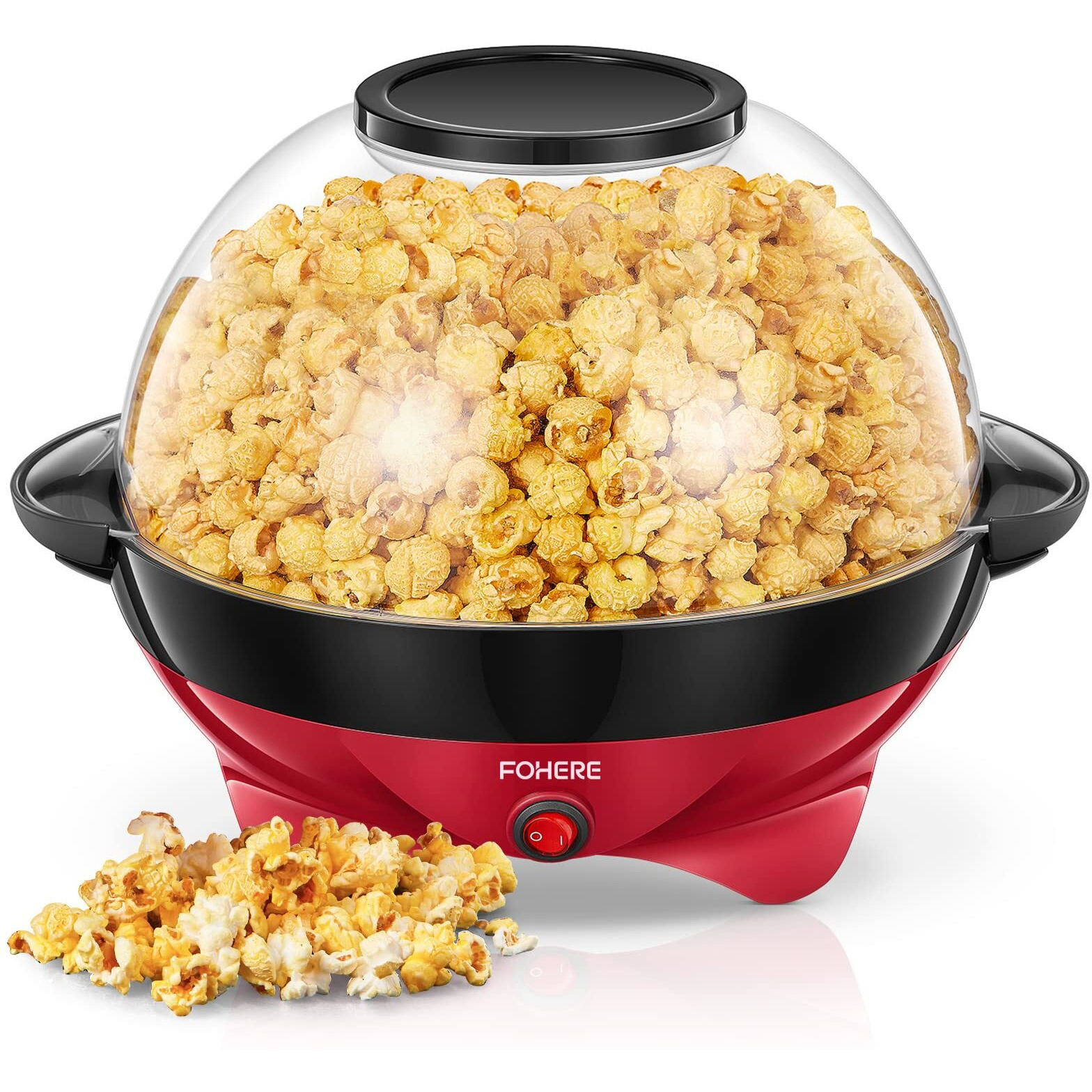 Popcorn Machine, 6 Qt Automatic Stirring Popcorn Maker, Electric Hot Oil Popcorn Popper, Diy Flavor,Detachable & Nonstick Plate, Large Lid For Serving Bowl, Free Measuring Cups,Safety Etl Approved (6 Qts)