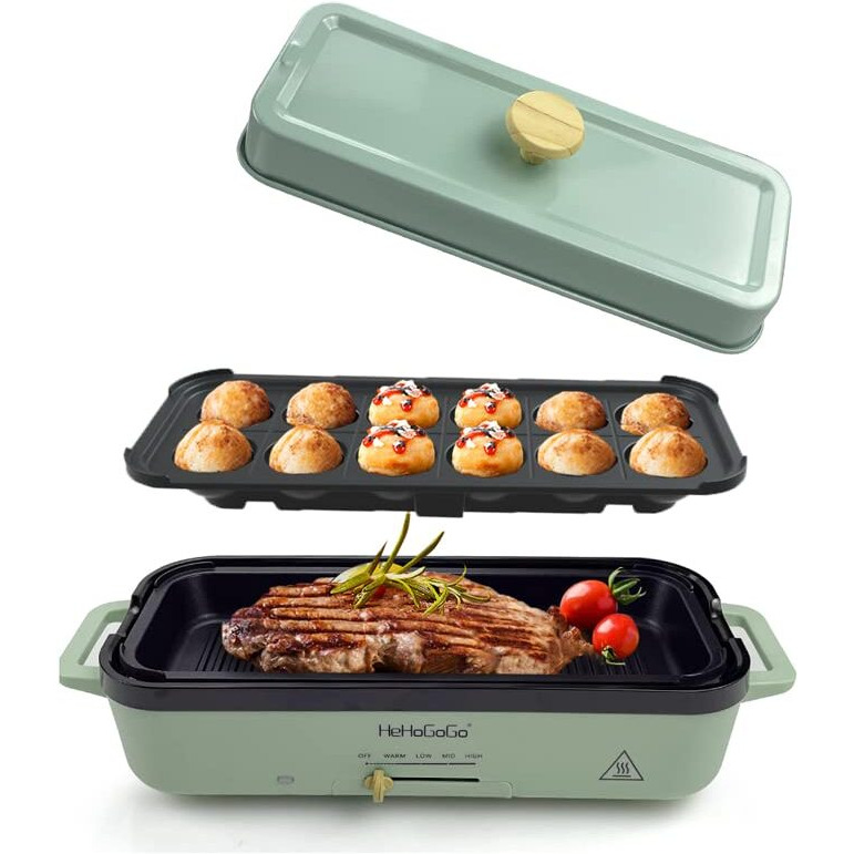 Hehogogo Multifunctional Electric Griddle Electric Skillet Nonstick Baking Maker With 2 Interchangeable Pan Takoyaki Maker Cake Pop Grill Maker Fried Steak