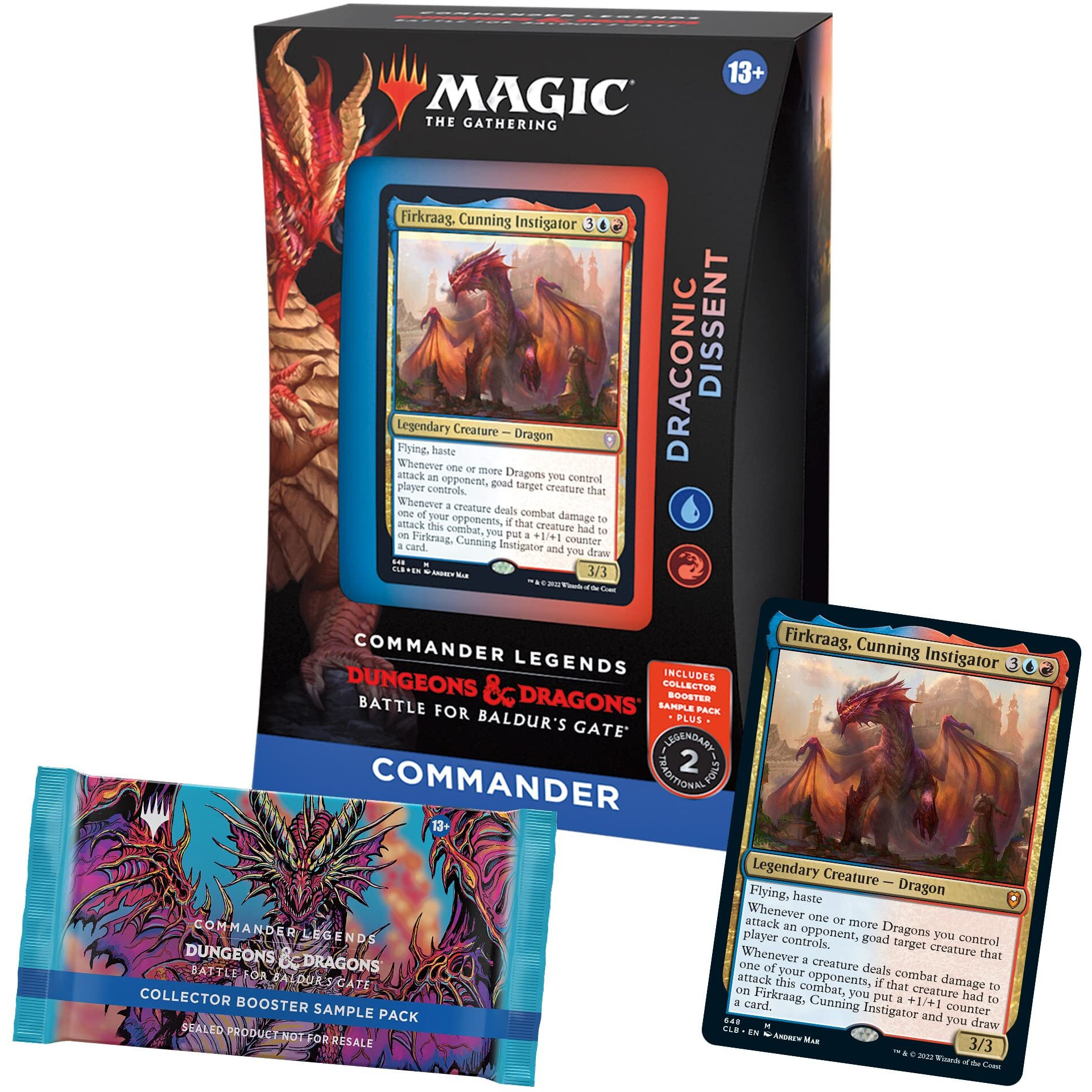 Magic The Gathering Commander Legends Battle For Baldur      S Gate Commander Deck - Draconic Dissent + Collector Booster Sample Pack