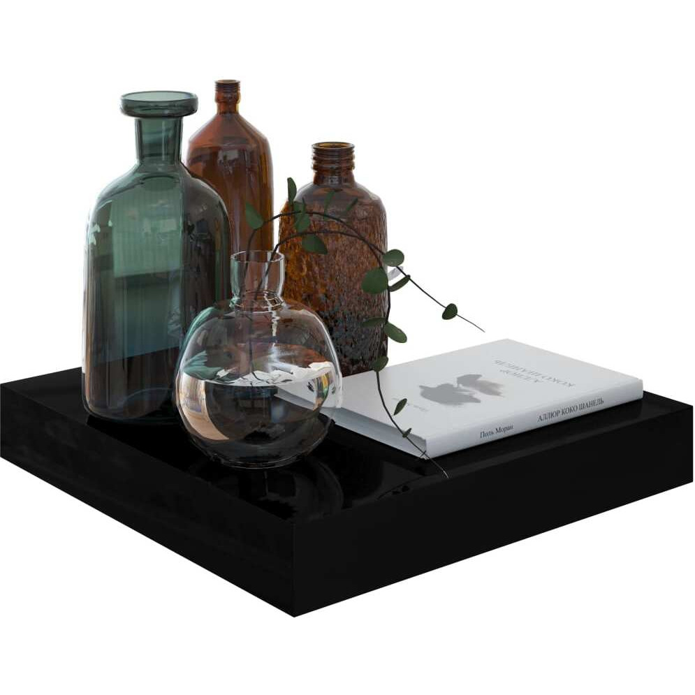 Vidaxl Floating Wall Shelf High Gloss Black 9.1"&quotX9.3"&quotX1.5"" Mdf