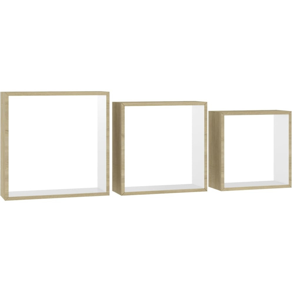 Vidaxl Wall Cube Shelves 3 Pcs White And Sonoma Oak