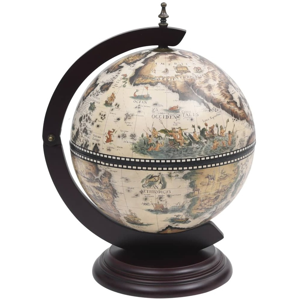 Vidaxl Tabletop Globe Bar Wine Stand Eucalyptus Wood White