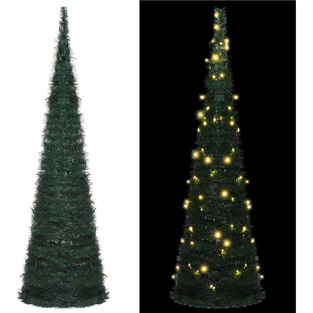 Vidaxl Pop-Up String Artificial Christmas Tree With Led Green 5 Ft