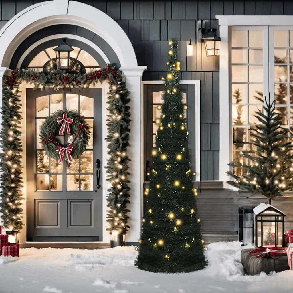 Vidaxl Pop-Up String Artificial Christmas Tree With Led Green 5 Ft