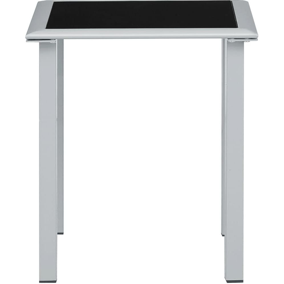 Vidaxl Patio Table Black And Silver 16.1"&quotX16.1"&quotX17.7"" Steel And Glass