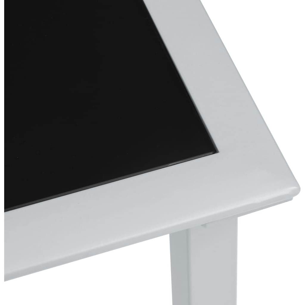 Vidaxl Patio Table Black And Silver 16.1"&quotX16.1"&quotX17.7"" Steel And Glass