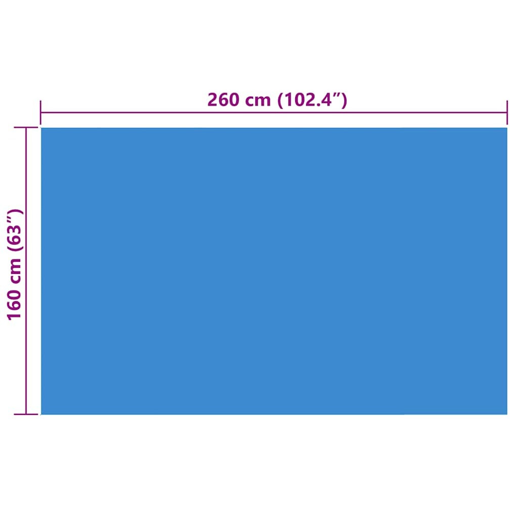 Vidaxl Pool Cover 102 X 63 Inch Pe Blue Rectangular