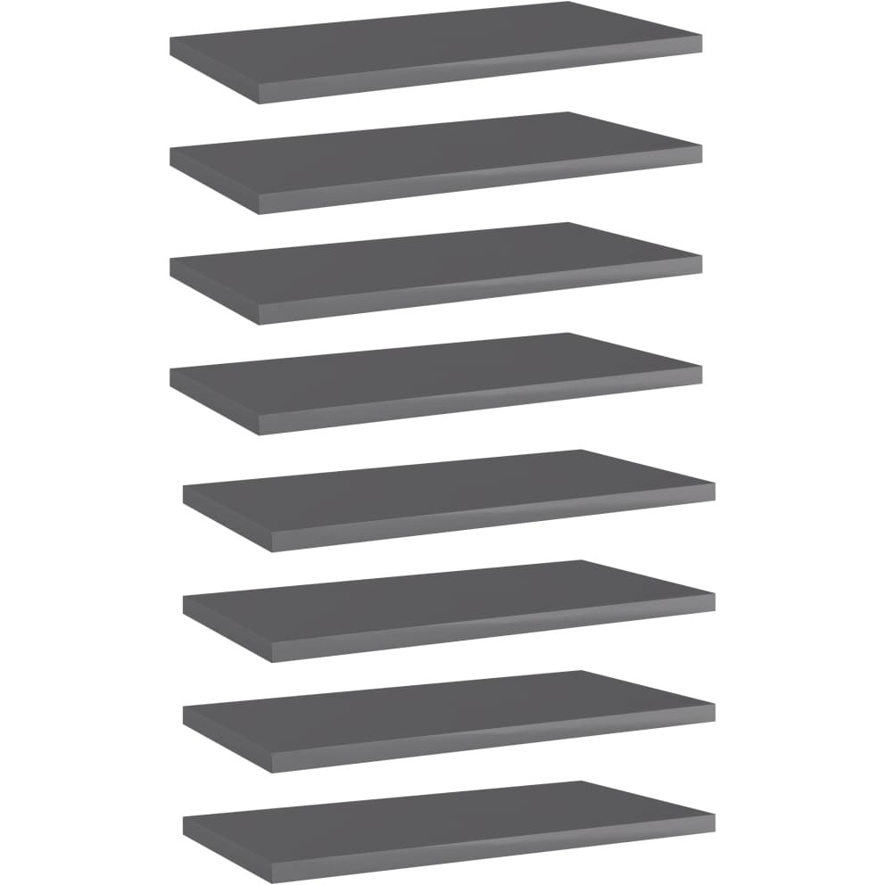 Vidaxl Bookshelf Boards 8 Pcs High Gloss Gray 15.7"&quotX7.9"&quotX0.6"" Engineered Wood