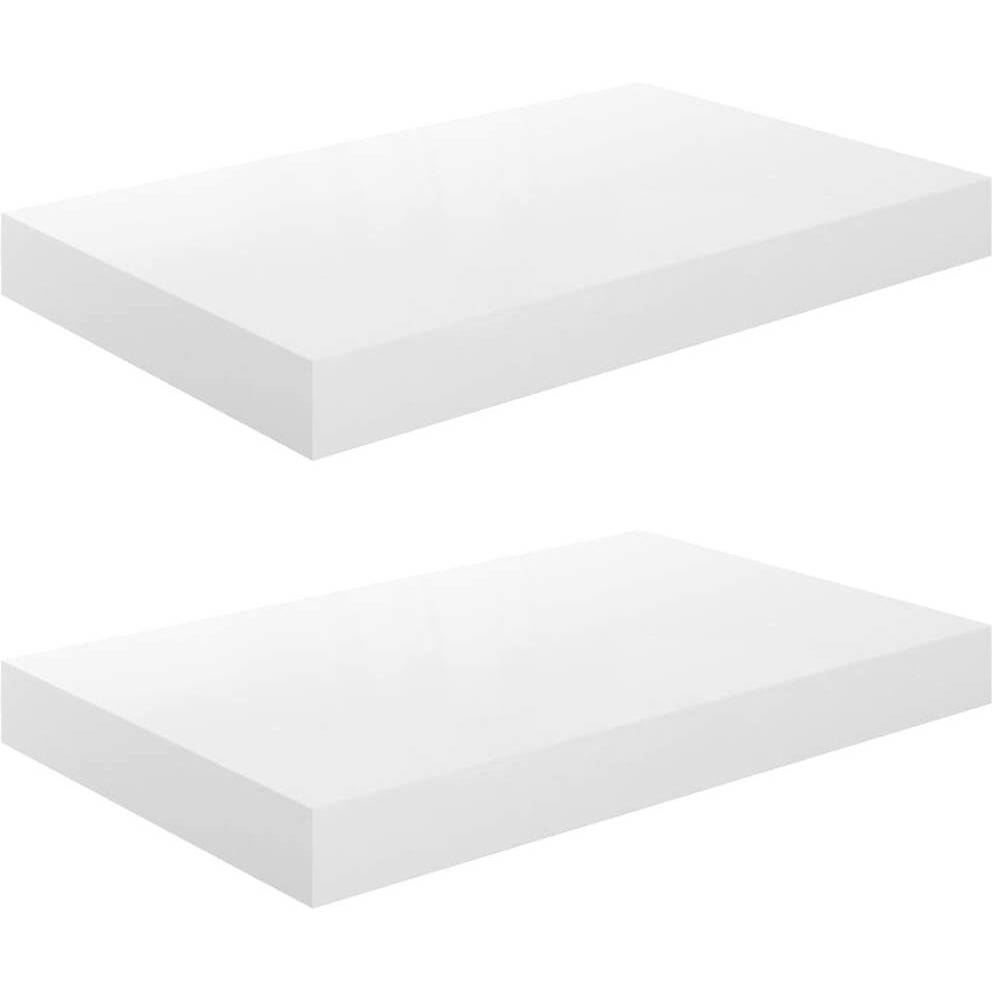 Vidaxl Floating Wall Shelves 2 Pcs High Gloss White 15.7"&quotX9.1"&quotX1.5"" Mdf