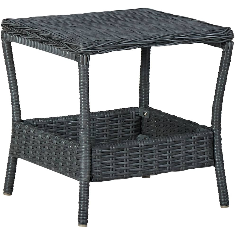 Vidaxl Patio Table Dark Gray 17.7"&quotX17.7"&quotX18.3"" Poly Rattan