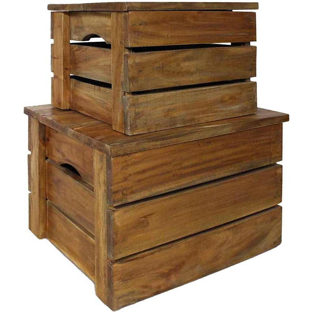 Vidaxl Storage Crate Set 2 Pieces Solid Reclaimed Wood