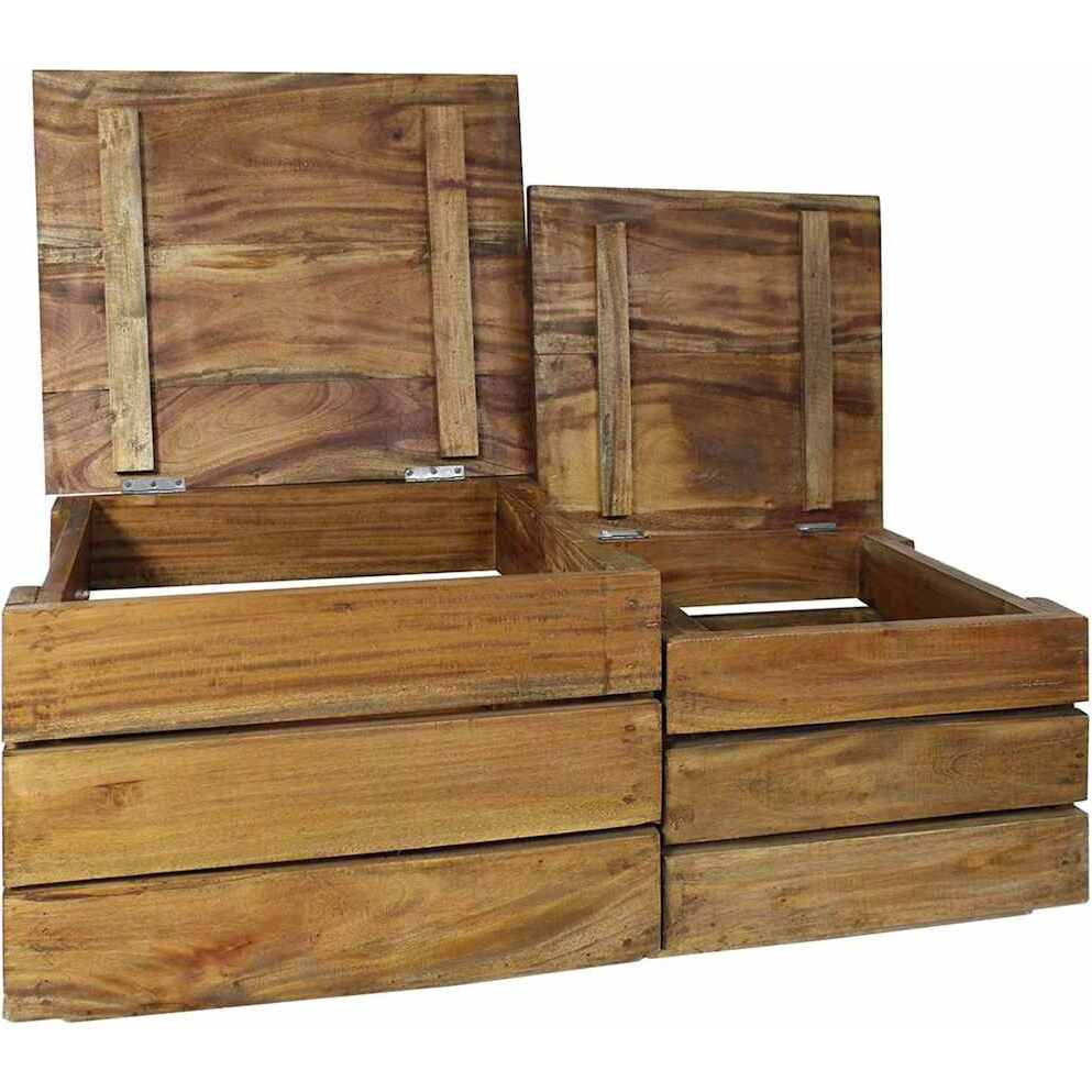 Vidaxl Storage Crate Set 2 Pieces Solid Reclaimed Wood