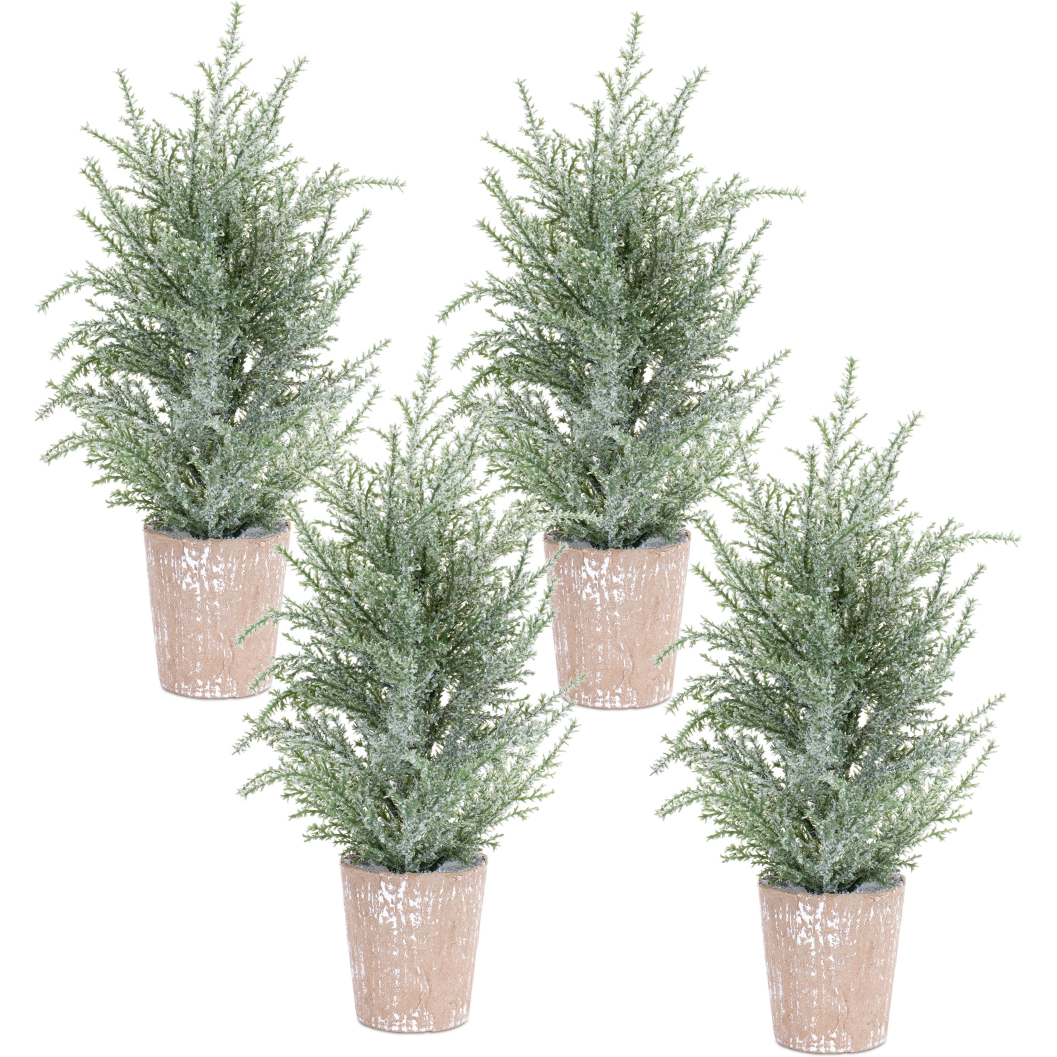 Potted Icy Pine Tree (Set Of 4)