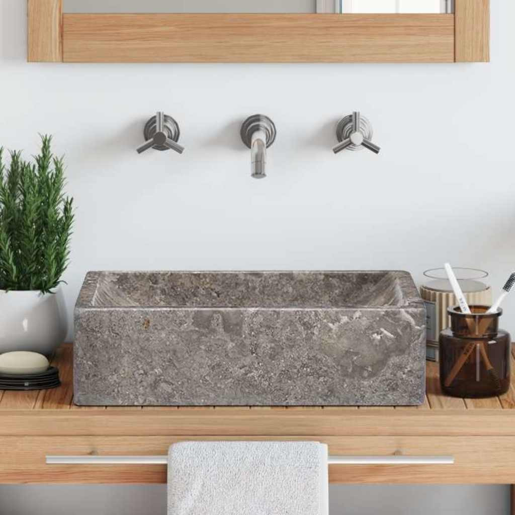 Vidaxl Sink Gray 17.7"&quotX11.8"&quotX4.7"" Marble