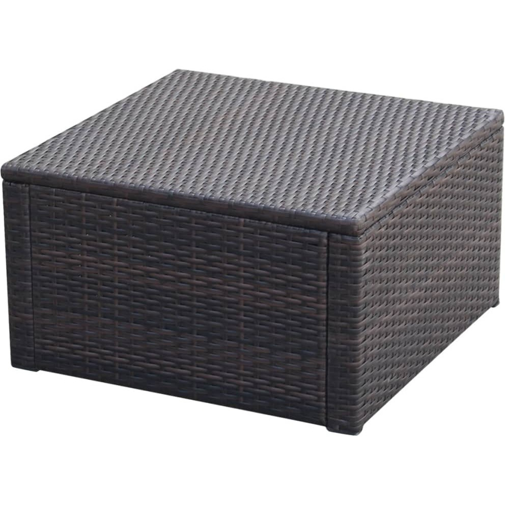 Vidaxl Footstool Ottoman Poly Rattan 21"&quotX21"&quotX11.8"" Brown