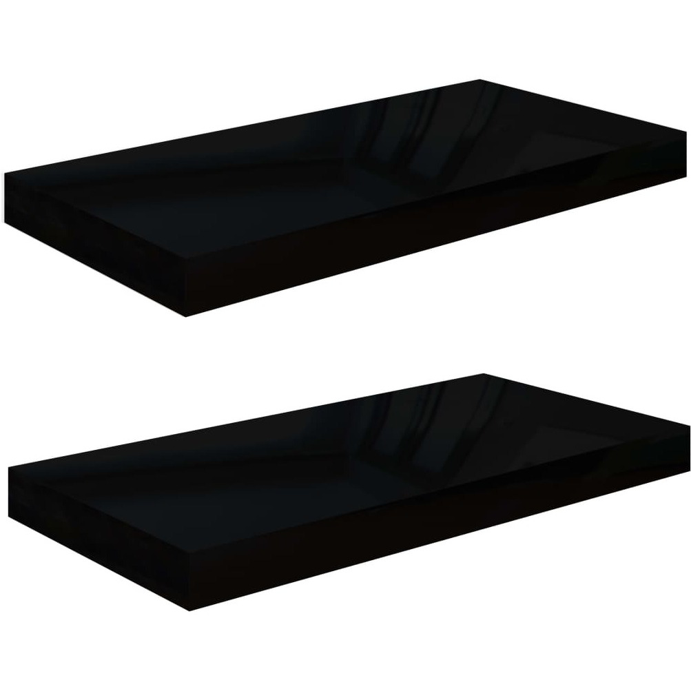Vidaxl Floating Wall Shelves 2 Pcs High Gloss Black 19.7"&quotX9.1"&quotX1.5"" Mdf