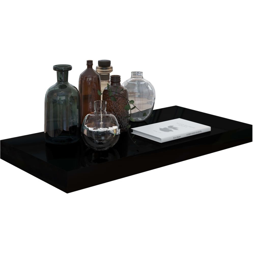 Vidaxl Floating Wall Shelves 2 Pcs High Gloss Black 19.7"&quotX9.1"&quotX1.5"" Mdf
