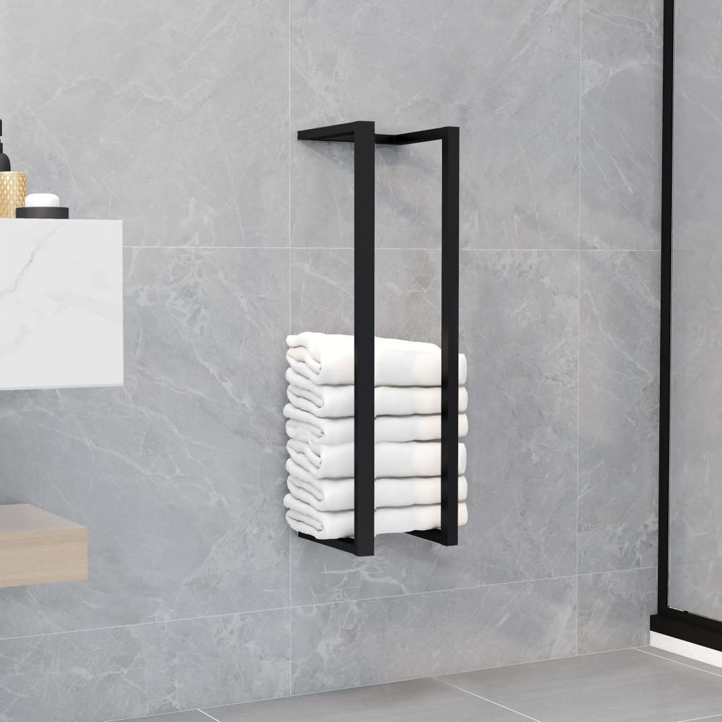 Vidaxl Towel Rack Black 5"&quotX5"&quotX23.6"" Iron