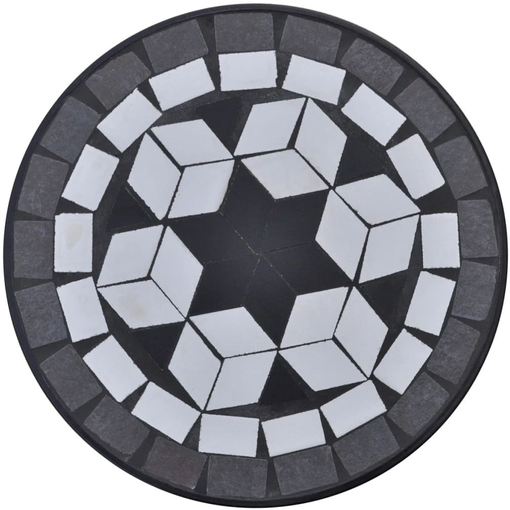 Vidaxl Mosaic Side Table Plant Table Black White