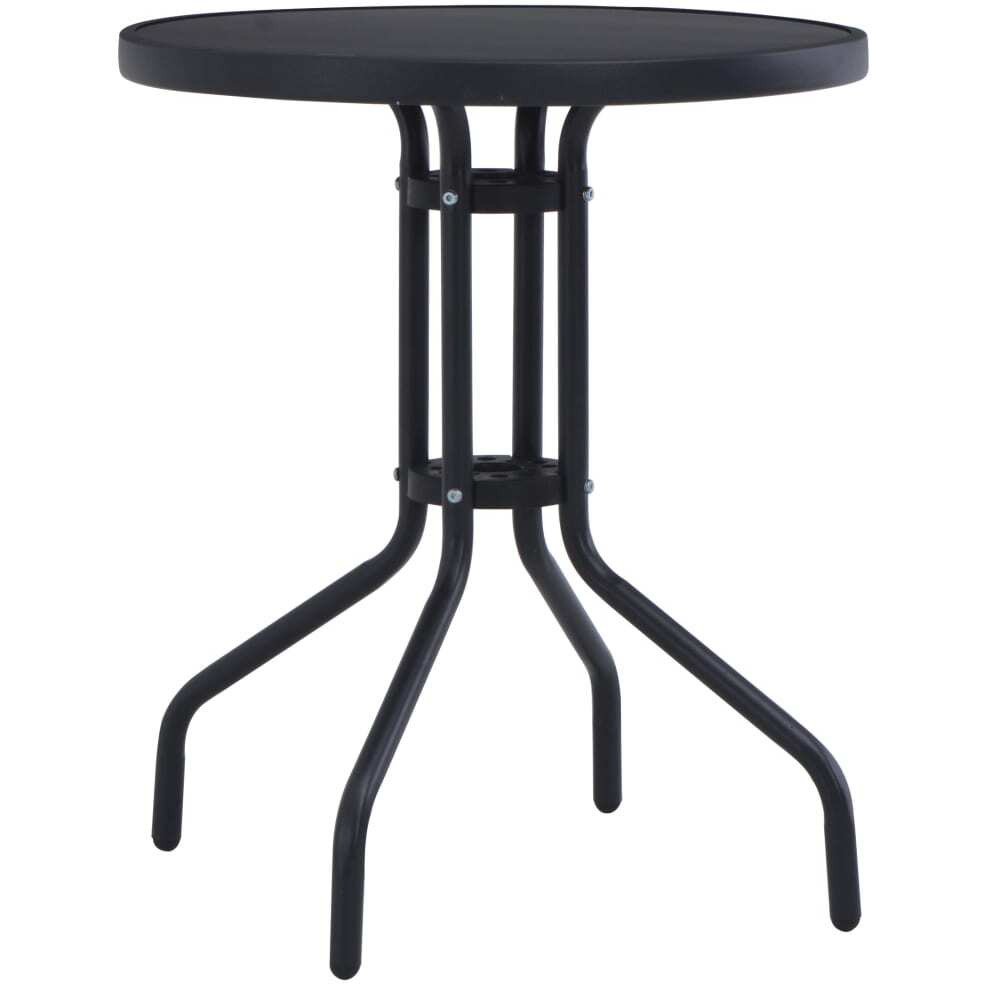 Vidaxl Patio Table Black 23.6"" Steel And Glass