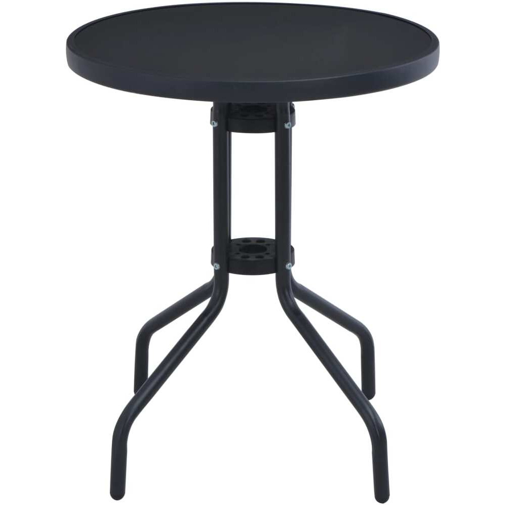 Vidaxl Patio Table Black 23.6"" Steel And Glass