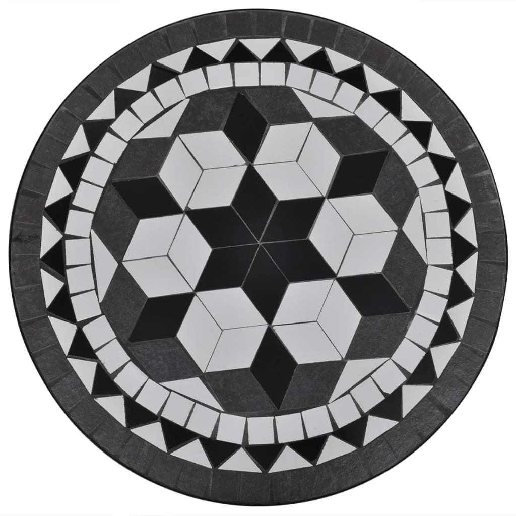 Vidaxl Bistro Table Black And White 23.6"" Mosaic