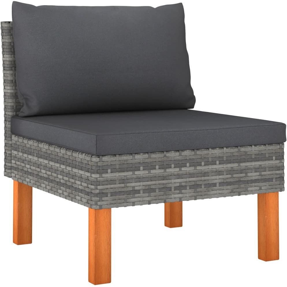 Vidaxl Middle Sofas 2 Pcs Poly Rattan And Solid Eucalyptus Wood